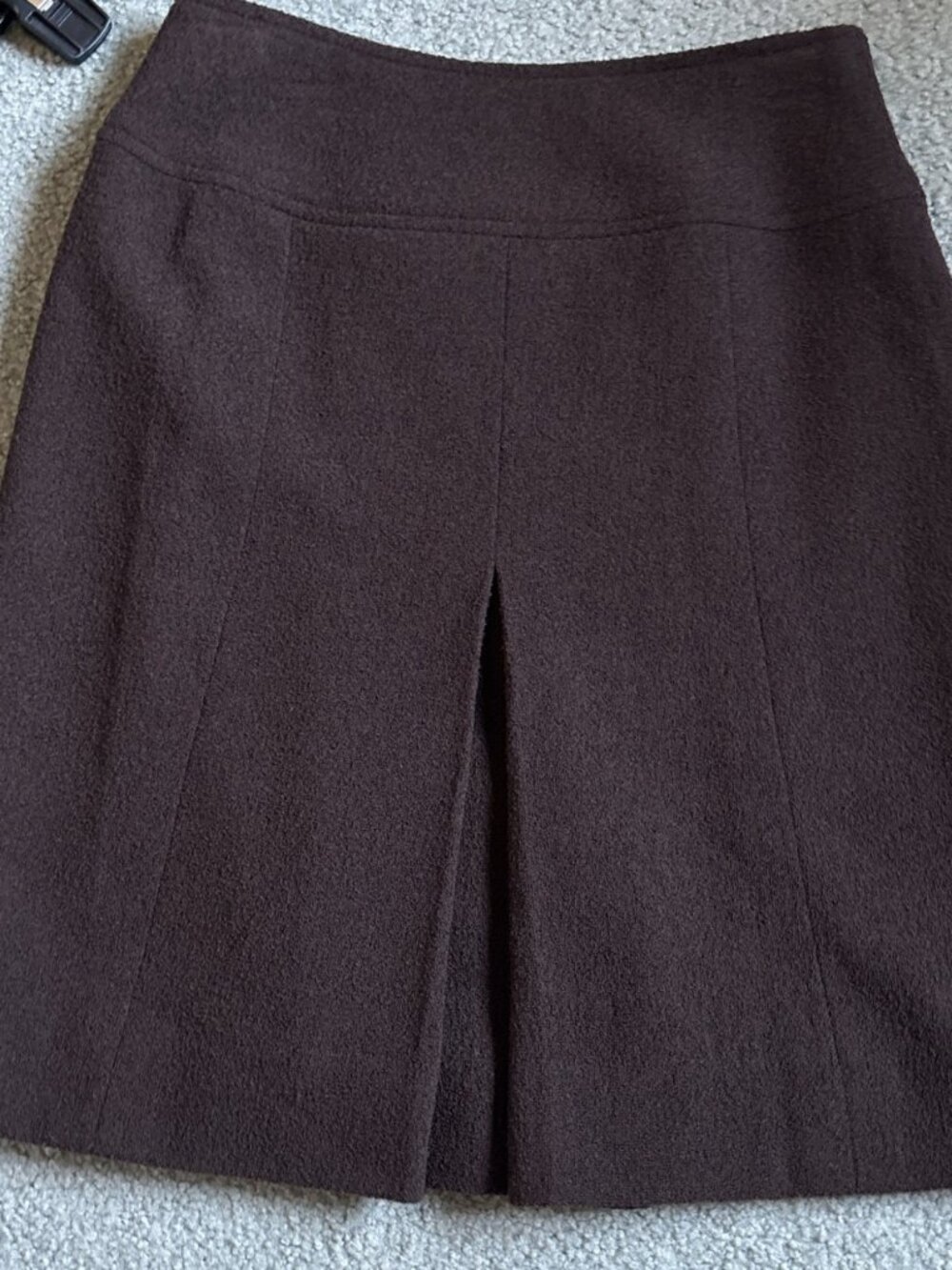 Vintage 1990s Chanel Boutique Brown Wool Skirt Size 38 FR 4 US CC Logo Italy